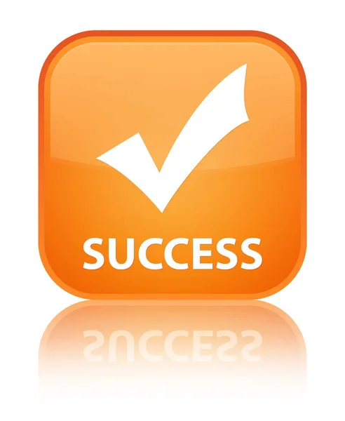 Éxito (validar icono) botón cuadrado naranja especial — Foto de Stock