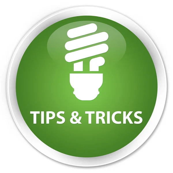 Tips and tricks (bulb icon) premium soft green round button — Stock Photo, Image