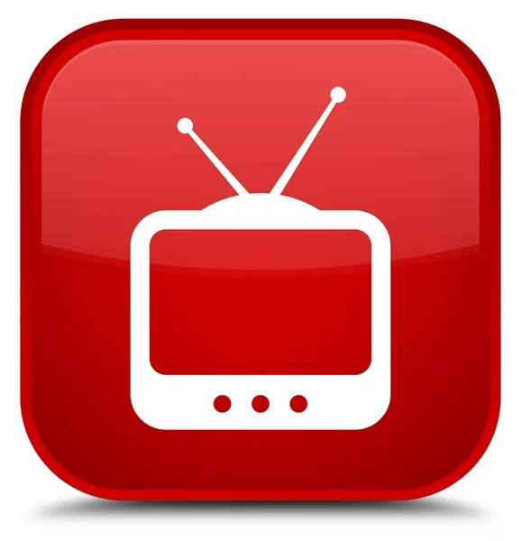 电视图标特殊的红色方形按钮 — 图库照片