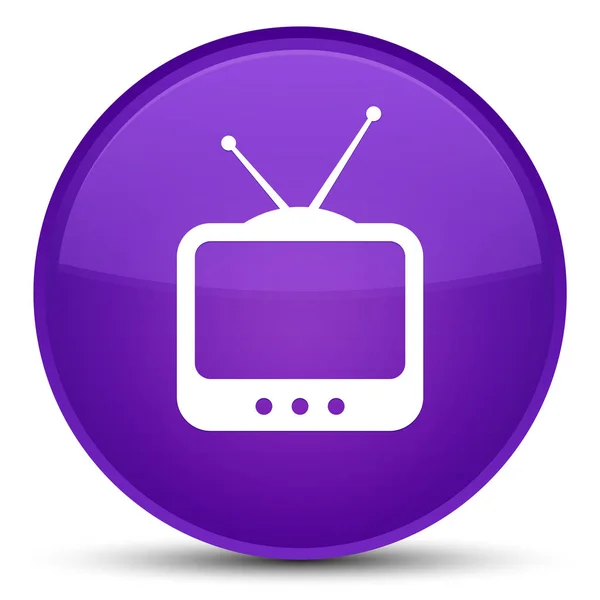 电视图标特殊紫色圆形按钮 — 图库照片