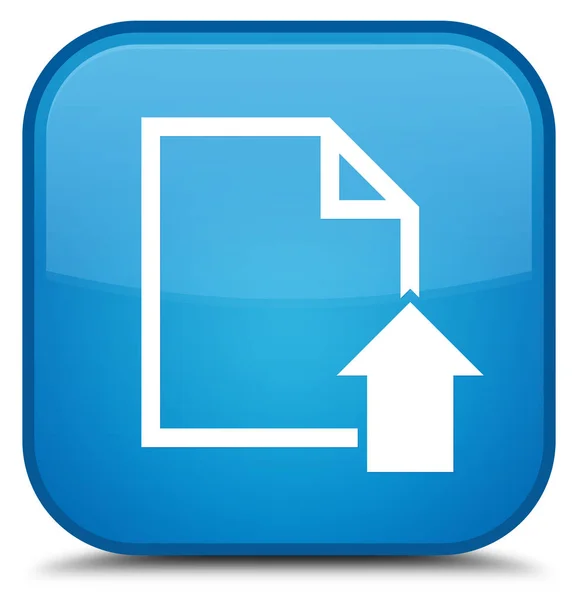 Subir icono del documento botón cuadrado azul cian especial — Foto de Stock