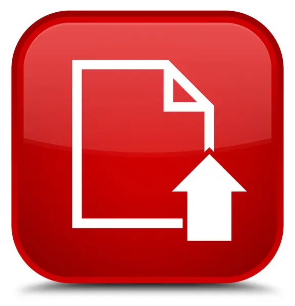 Upload document icon special red square button — Stock Photo, Image