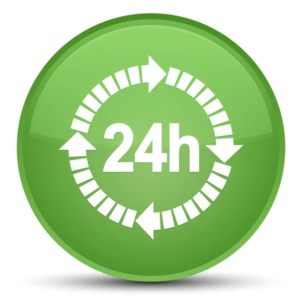 24 hours delivery icon special soft green round button — Stock Photo, Image