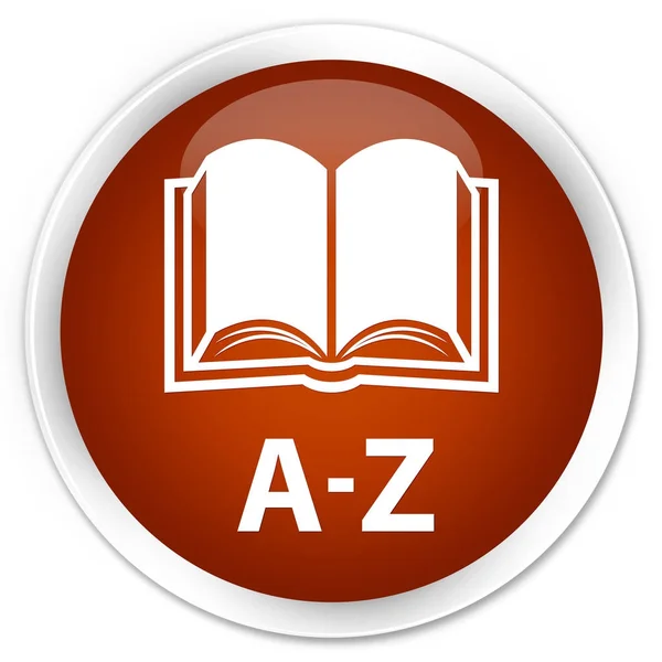 Botón redondo marrón premium A-Z (icono del libro) — Foto de Stock