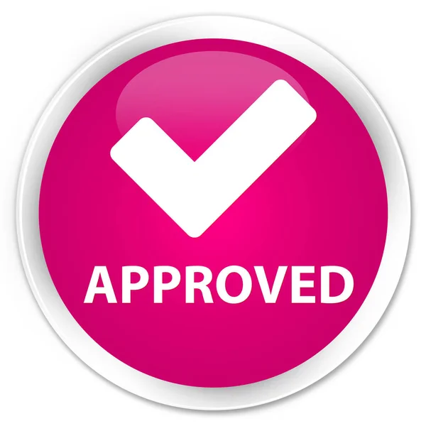 Approved (validate icon) premium pink round button — Stock Photo, Image