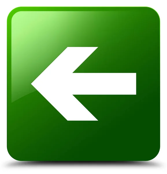 Vissza a nyíl ikon zöld négyzet gomb — Stock Fotó