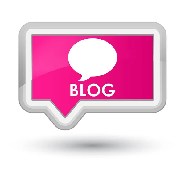 Blog (icono de conversación) botón de bandera rosa de primera — Foto de Stock