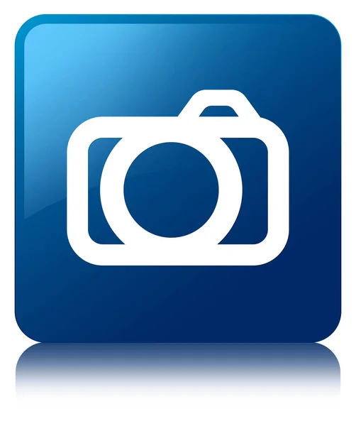 Camera pictogram blauwe vierkante knop — Stockfoto