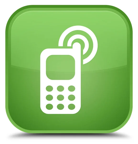 Cellphone ringing icon special soft green square button — Stock Photo, Image