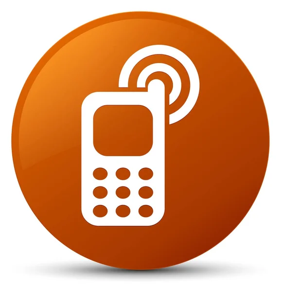 Tocar celular ícone marrom botão redondo — Fotografia de Stock
