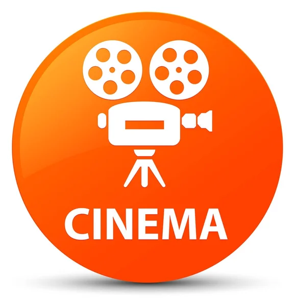 Cinema (ícone da câmera de vídeo) botão redondo laranja — Fotografia de Stock