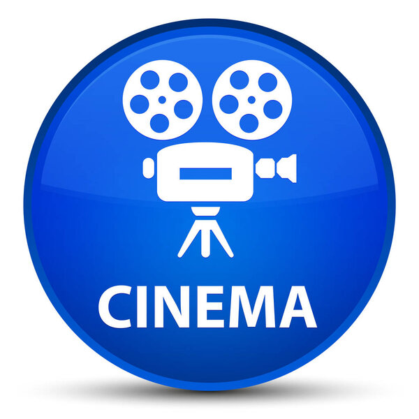 Cinema (video camera icon) isolated on special blue round button abstract illustration
