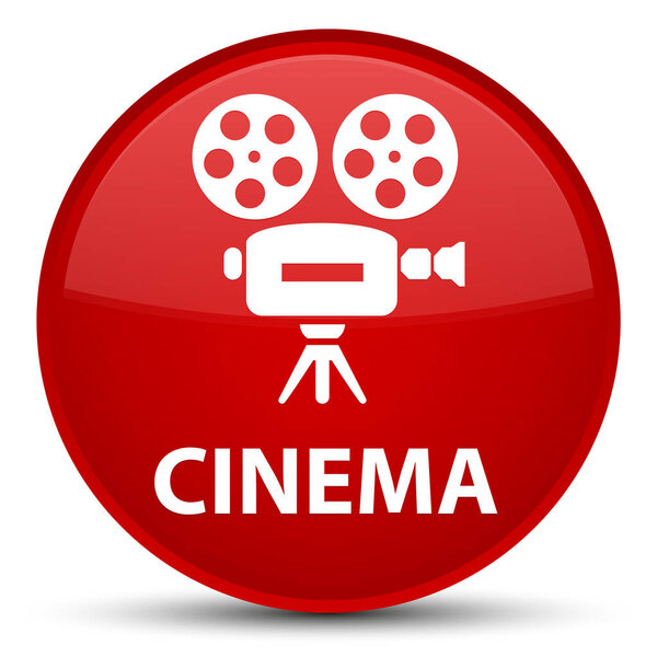 Cinema (video camera icon) isolated on special red round button abstract illustration