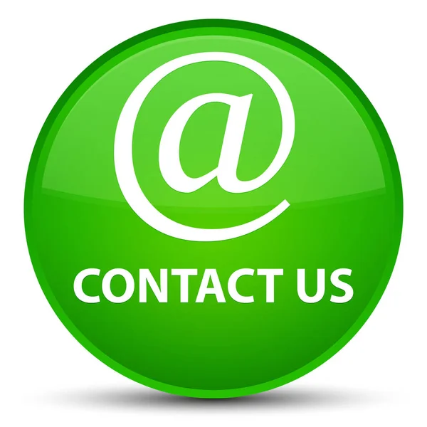 Kontaktieren Sie uns (E-Mail-Adresssymbol) spezielle grüne runde Taste — Stockfoto