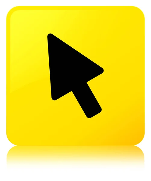 カーソル アイコンが黄色の正方形ボタン — ストック写真