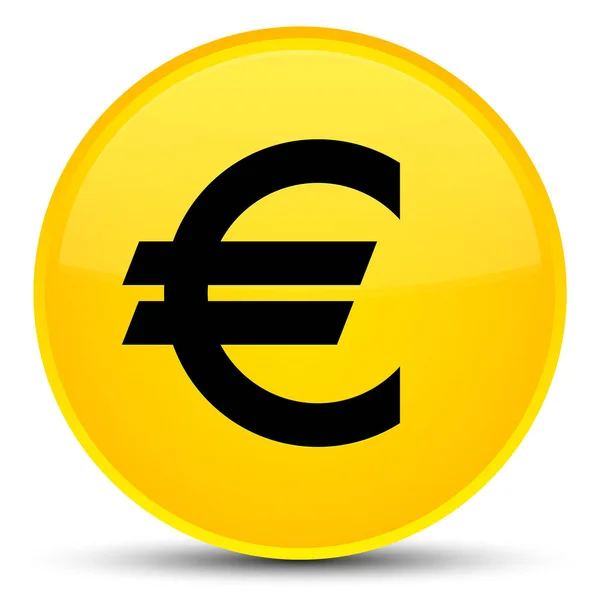 Euro işareti simgesi özel sarı yuvarlak düğmesi — Stok fotoğraf