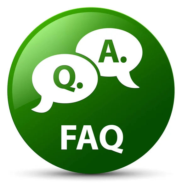 Faq (question answer bubble icon) green round button — Stock Photo, Image
