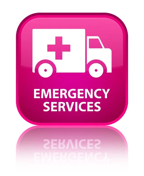 Emergency services special pink square button — Stock Photo, Image