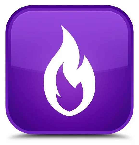 Icône de flamme de feu bouton carré violet spécial — Photo