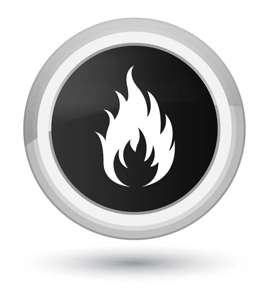 Ícone de fogo botão redondo preto primo — Fotografia de Stock