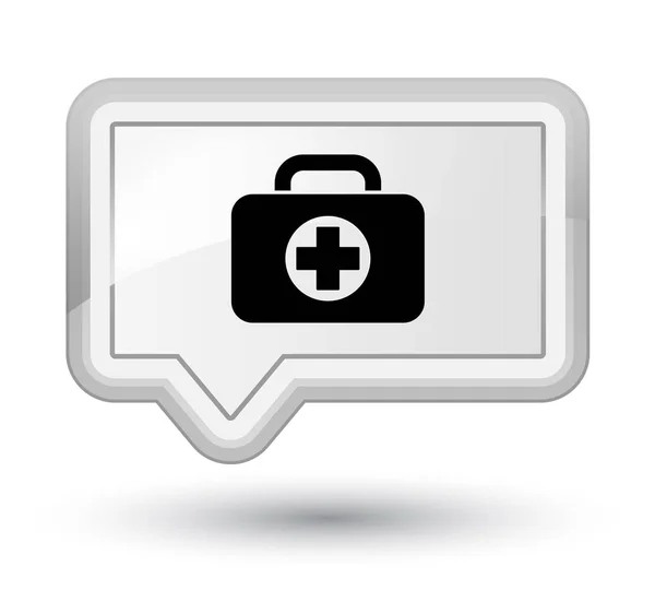 First aid kit bag ikona prime przycisk biały sztandar — Zdjęcie stockowe