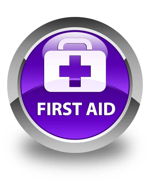 First aid glossy purple round button