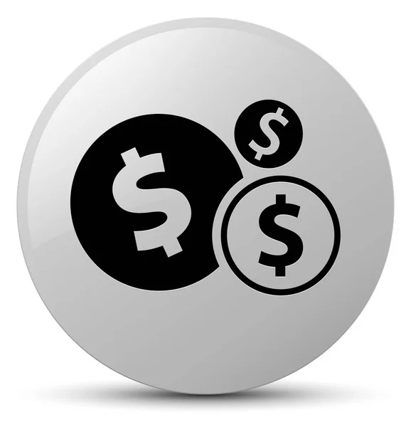 Pénzügyek dollárjel ikon fehér kerek gomb — Stock Fotó