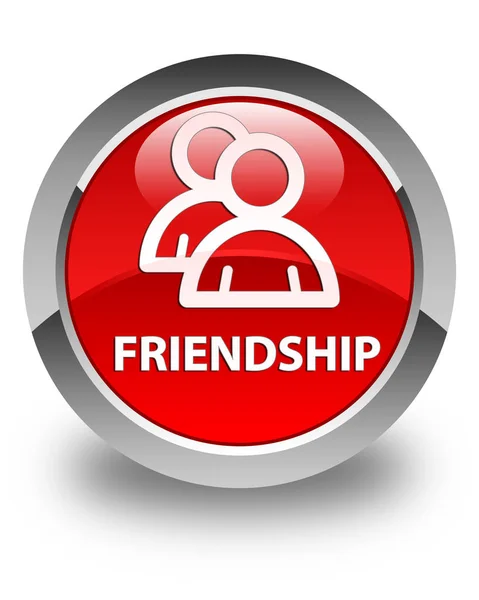 Dostluk (grup simgesi) parlak kırmızı yuvarlak düğme — Stok fotoğraf