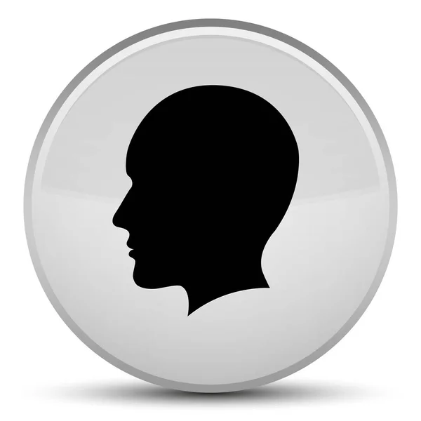 머리 남자 얼굴 아이콘 특별 한 흰색 라운드 버튼 — 스톡 사진