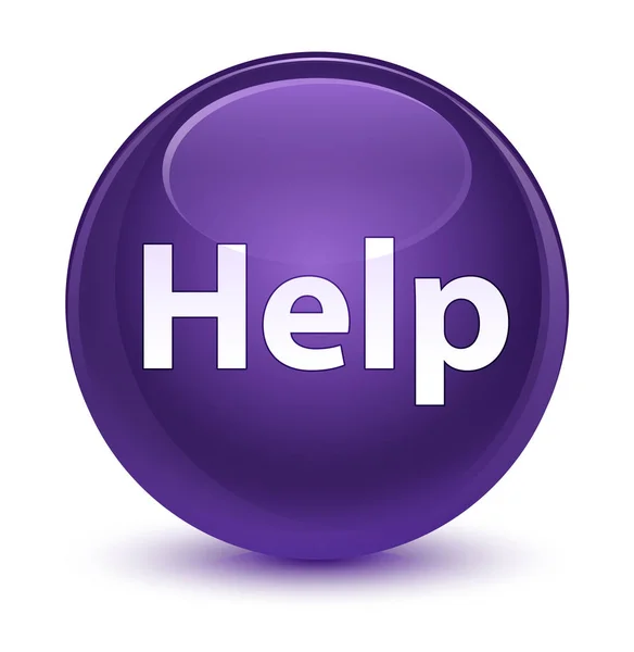 Допомога скляно-фіолетова кругла кнопка — стокове фото