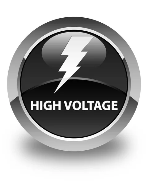 Hoogspanning (elektriciteit pictogram) glanzend zwart ronde knop — Stockfoto