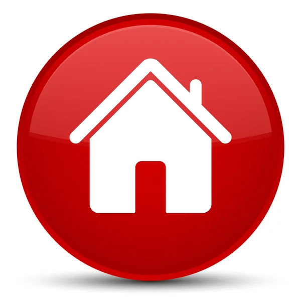 Ev simgesini özel kırmızı yuvarlak düğmesi — Stok fotoğraf