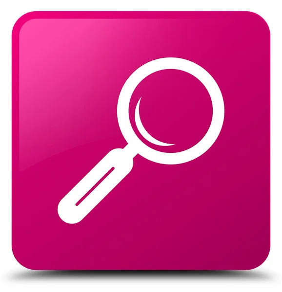 Förstoringsglas ikonen rosa fyrkantig knapp — Stockfoto