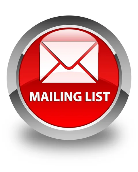 Glanzend rode ronde knop mailing lijst — Stockfoto