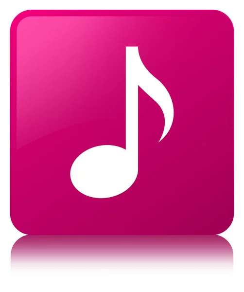 音乐图标粉红色方形按钮 — 图库照片