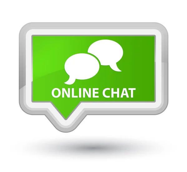 Online chat prime soft green banner button — Stock Photo, Image
