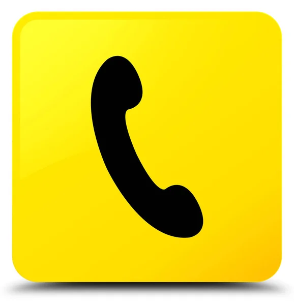 电话图标黄色方形按钮 — 图库照片