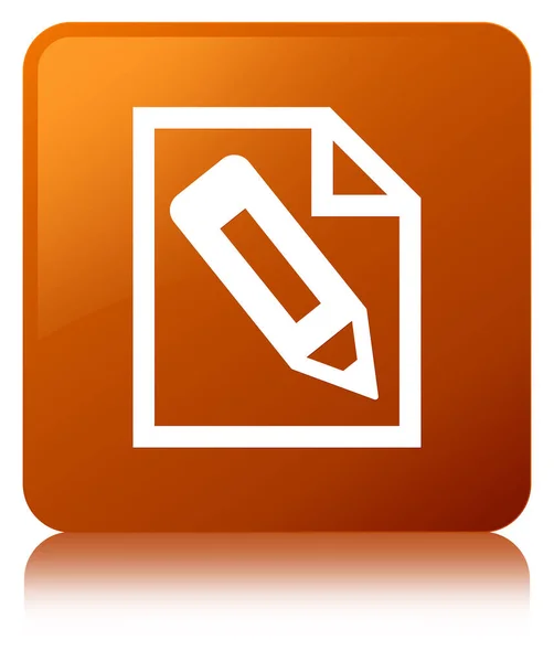 Lápis no ícone da página botão quadrado marrom — Fotografia de Stock