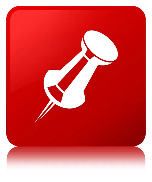 Push pin icon red square button — Stock Photo, Image