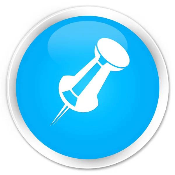 Push pin ikon prémium cián kék kerek gomb — Stock Fotó