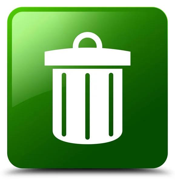 Geri dönüşüm kutusu simgesi yeşil kare düğme — Stok fotoğraf