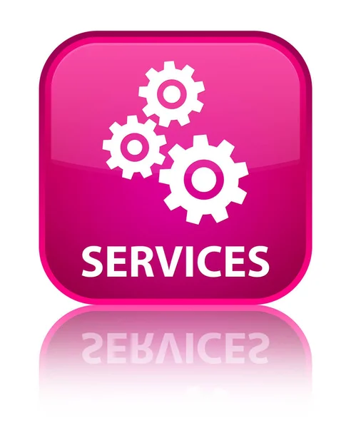 Diensten (versnellingen) speciale roze vierkante knoop van het pictogram — Stockfoto