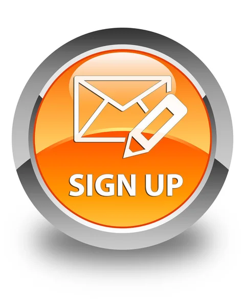 Sign up (edit mail icon) glossy orange round button