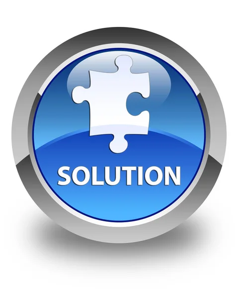Solution (puzzle icon) glossy blue round button