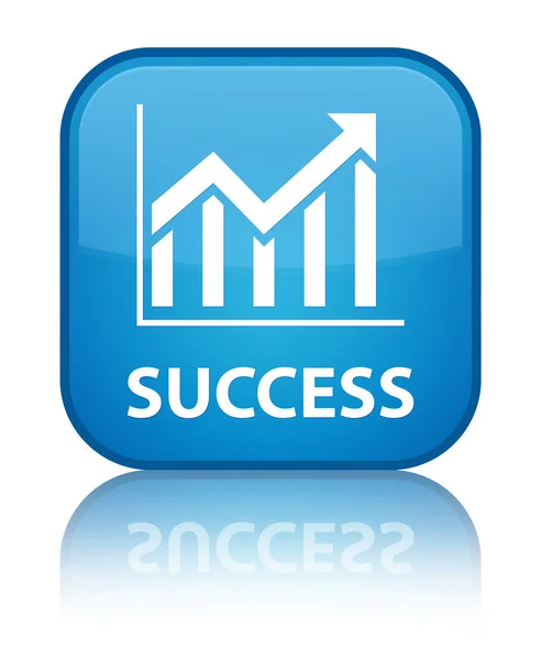 Sucesso (ícone de estatísticas) botão quadrado azul ciano especial — Fotografia de Stock