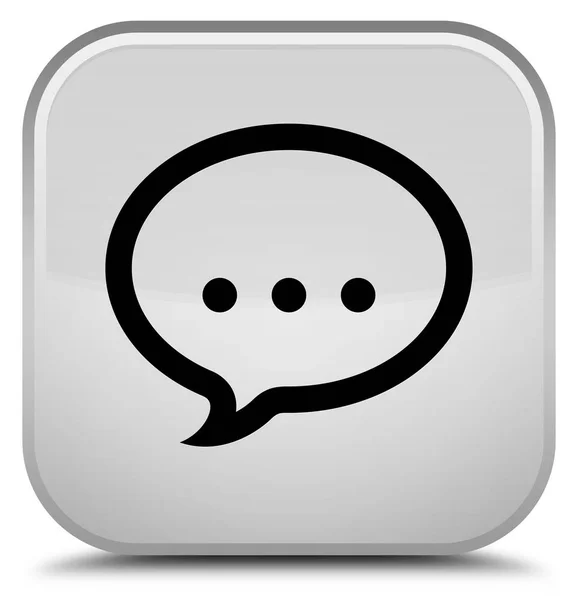 Ícone de conversa botão quadrado branco especial — Fotografia de Stock