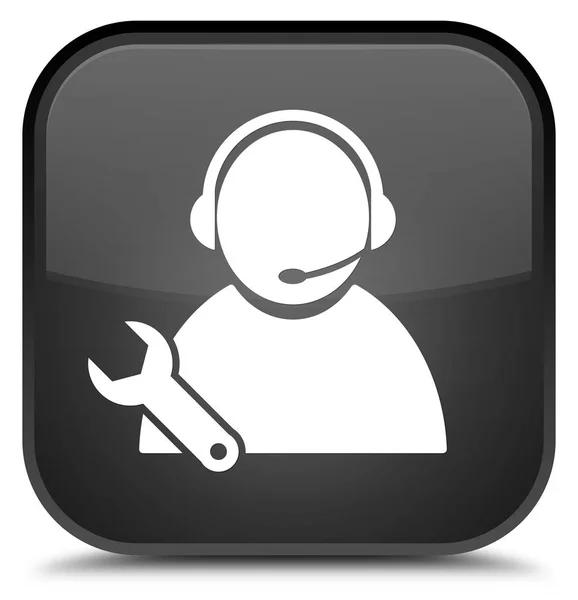 Tech support icon special black square button — Stock Photo, Image