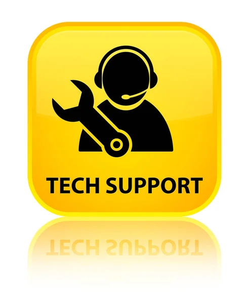 Tech ondersteuning speciale gele vierkante knop — Stockfoto