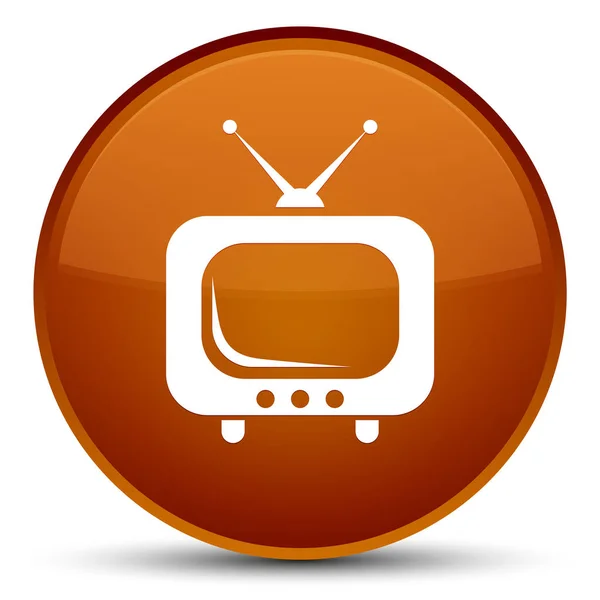 Przycisk okrągły brązowy ikona specjalne TV — Zdjęcie stockowe