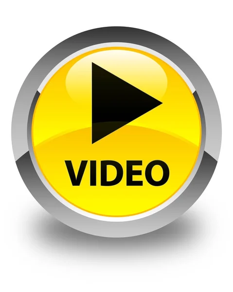 Bouton rond jaune brillant vidéo — Photo